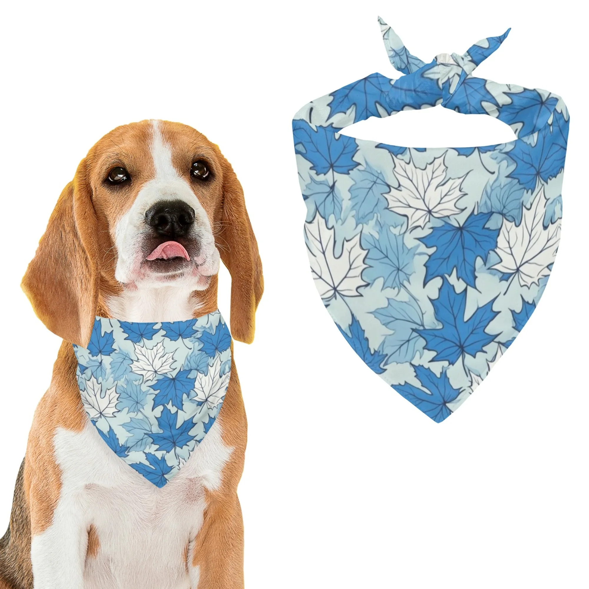 Dog Bandana Scarf - Chic Blue Leaf - Bandana imprimé