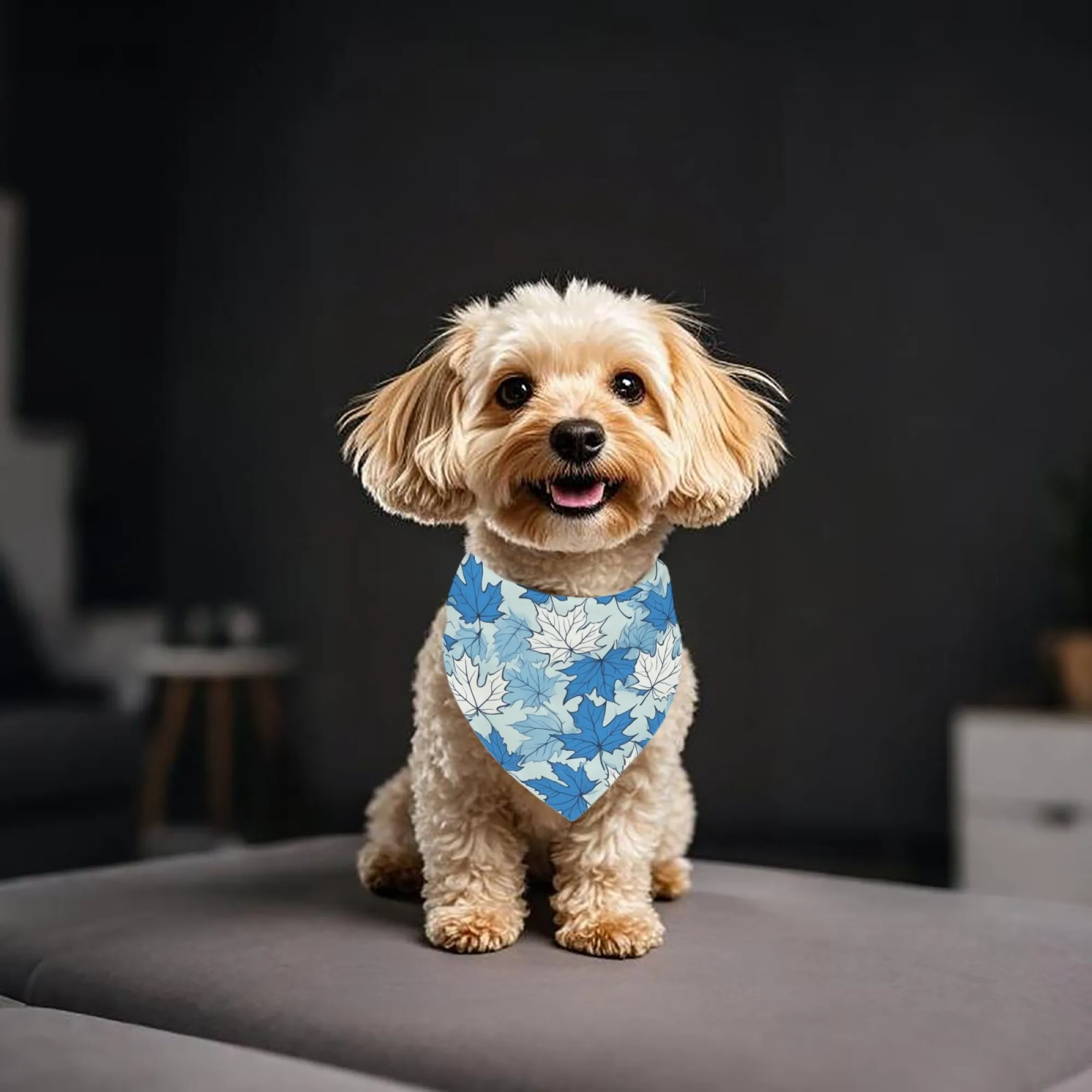 Chic Blue Leaf - Bandana impri - Dog Bandana Scarf avis et prix